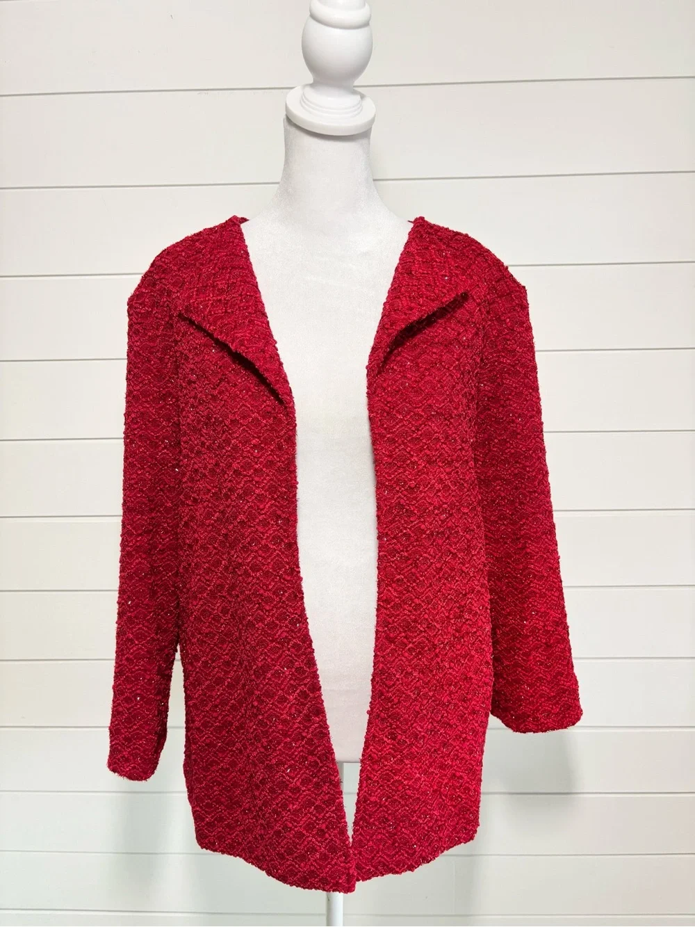 Alfred Dunner Women's Textured Shimmer Open Jacket Size 10